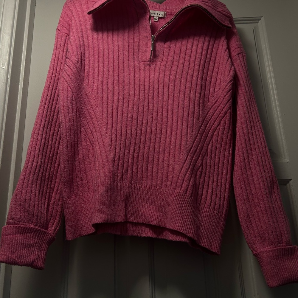 Pink Ribbed Half-Zip Sweater - Picture 4 of 7